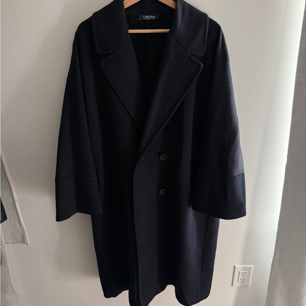 Max Mara Double-breasted jersey coat in navy - with box - Picture 3 of 13